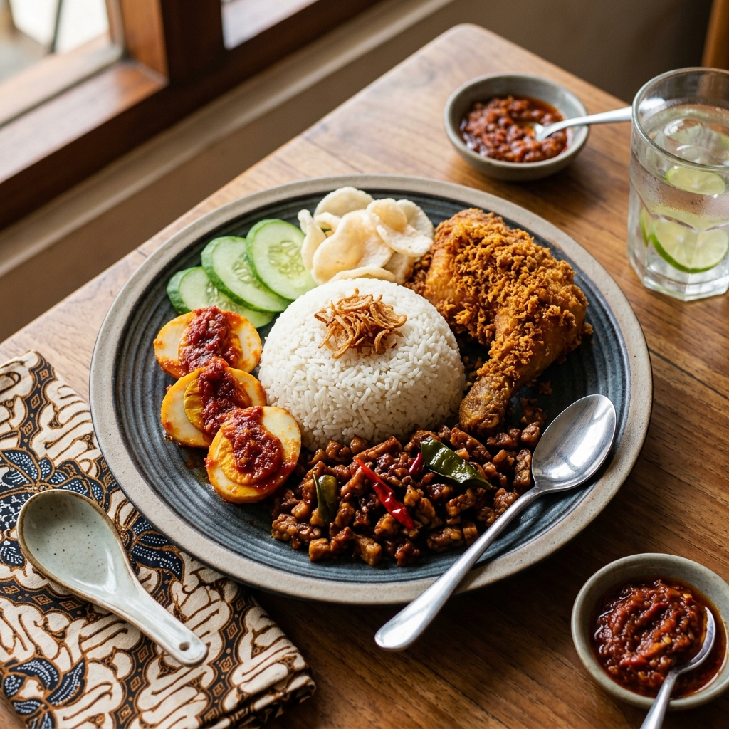 Nasi Uduk Komplit Ayam Goreng Lengkuas