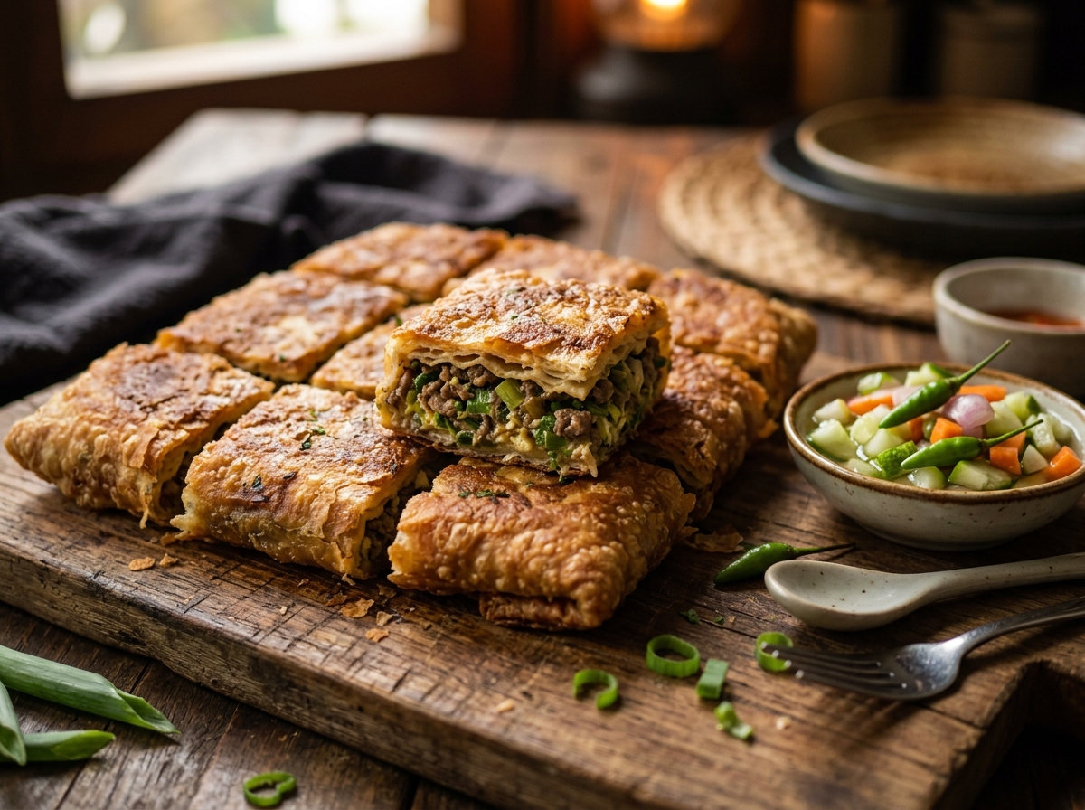 Martabak Telur Bebek Spesial 3 Telur Daging Sapi Cincang